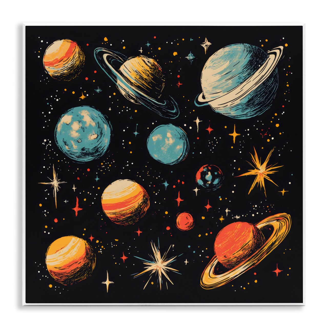 Stupell Industries Colorful Retro Planets Wall Plaque, design by Creative Studio
